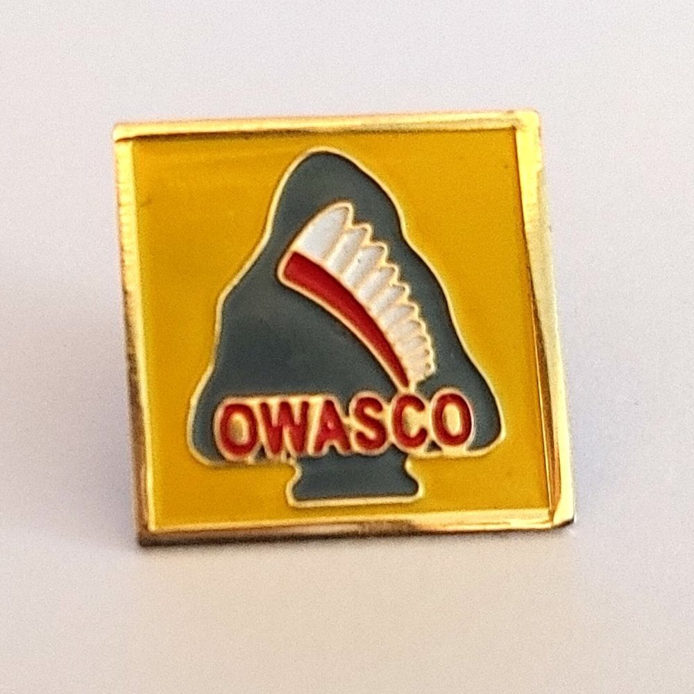 OWASCO DISTRICT Yellow Enamel Pin Wide Lettering Boy Scouts
